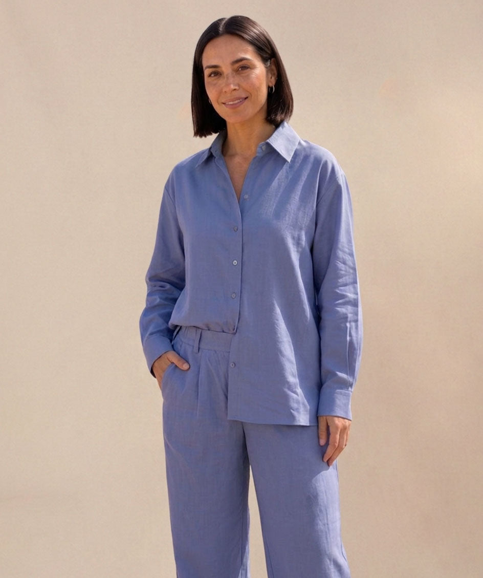 Chemise Bleue en 100% lin oversize
