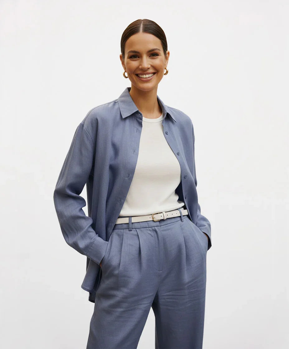 Chemise Bleue en 100% lin oversize