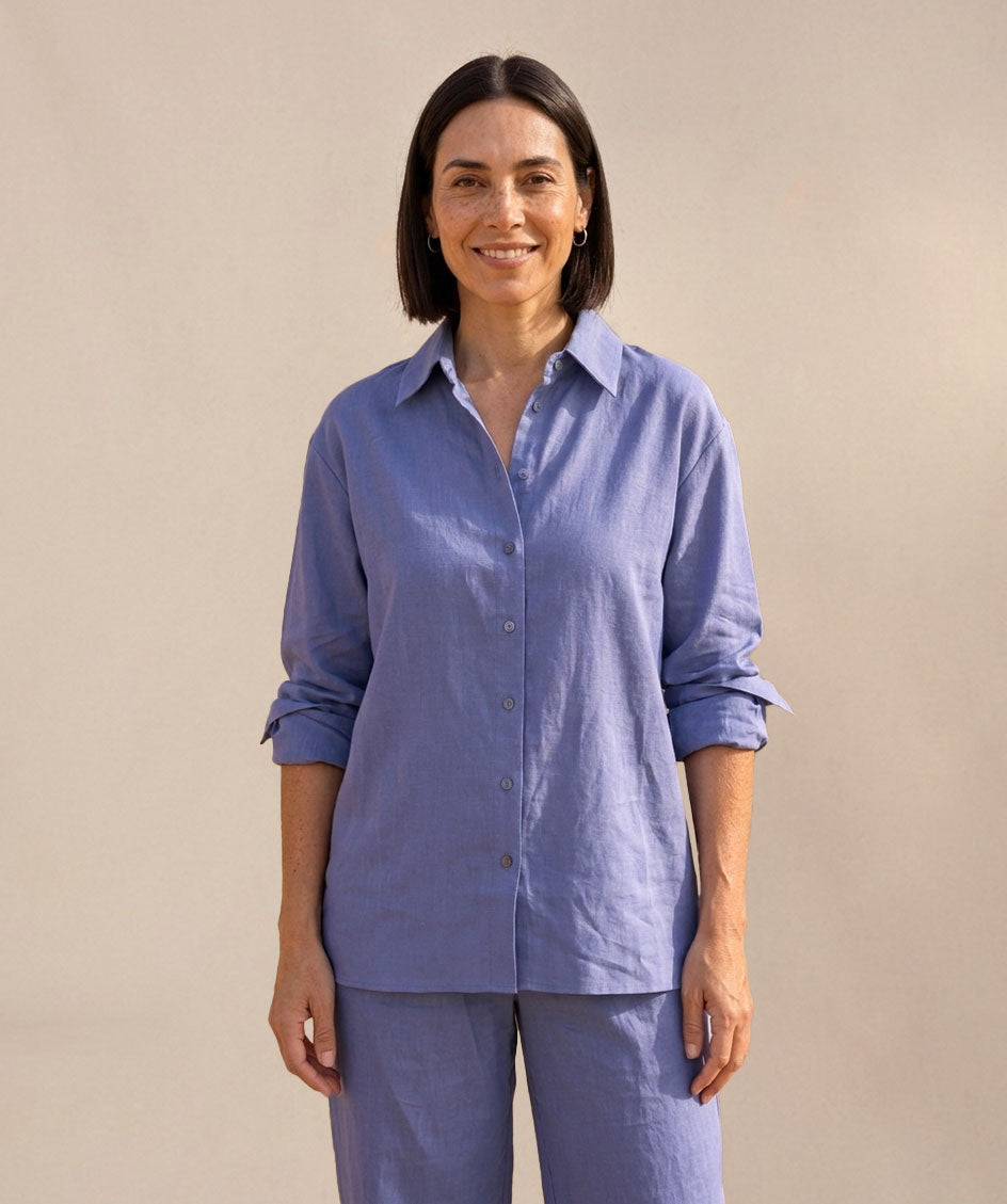 Chemise Bleue en 100% lin oversize