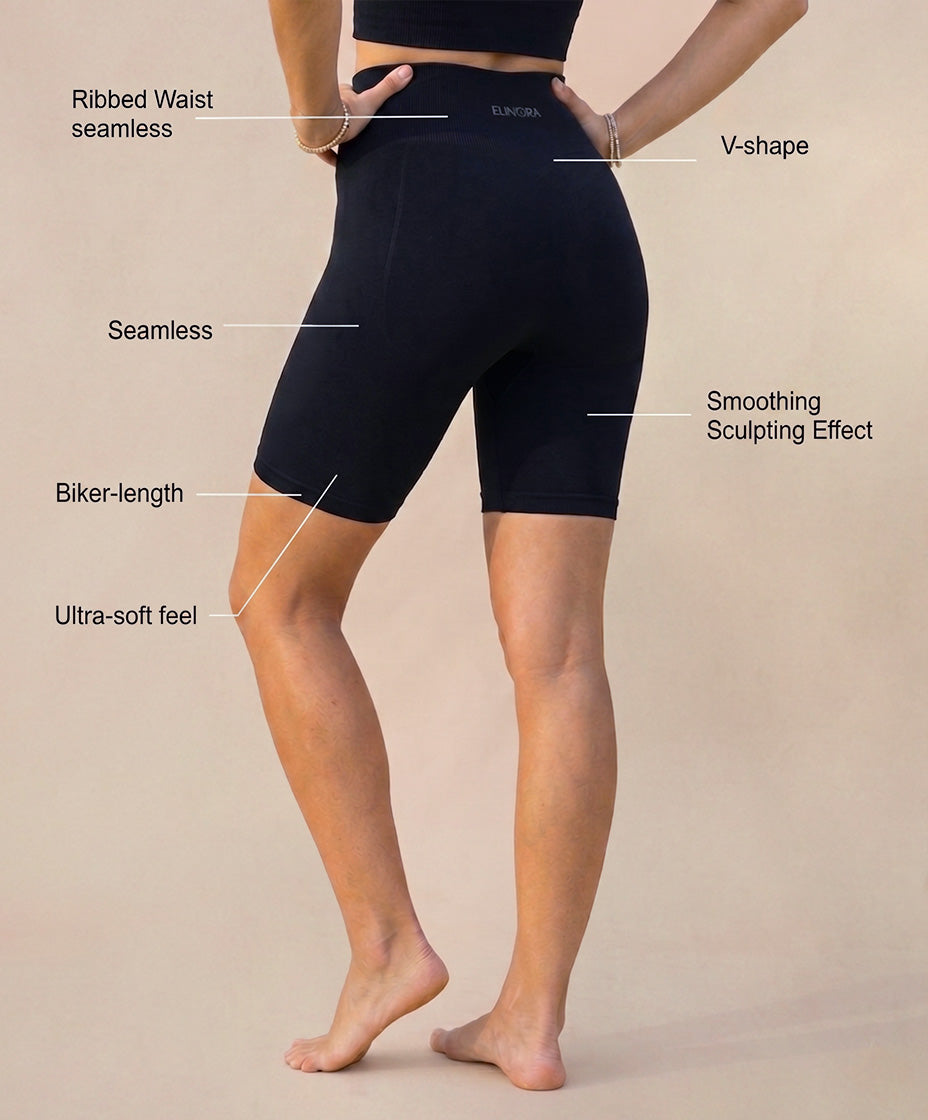 Short Yoga Noir Taille Haute en Matière Naturelle - UltimComfort